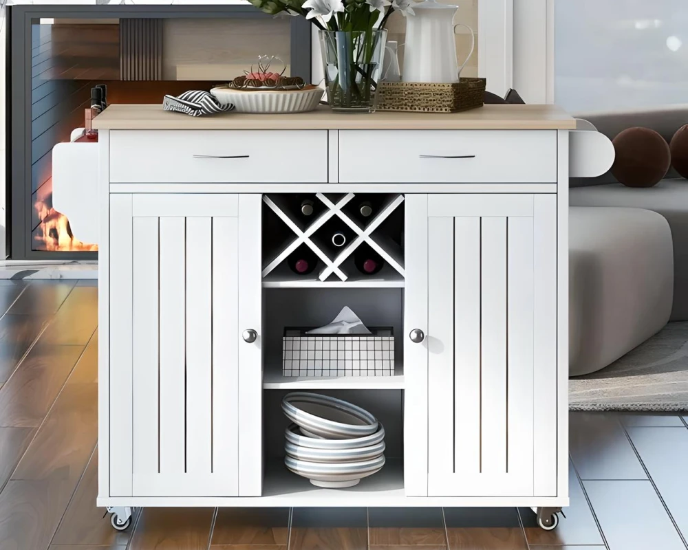 movable portable kitchen island with seating